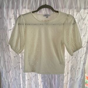 Balloon 3/4 sleeve jrs L eyelid stretch blouse